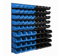 Système de stockage Etagère murale 770 x 780 mm | 90 pcs. Box | Bacs gerbables Rayonnage pour bacs à bec | Panneaux muraux extra-forts | Rayonnage extensible | Rayonnage d'atelier Rayonnage de stockag