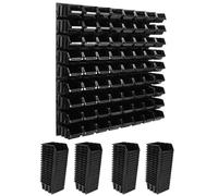 Système de stockage Etagère murale 772 x 780 mm | 72 pcs. Box | Bacs gerbables Rayonnage pour bacs à bec | Panneaux muraux extra-forts | Rayonnage extensible | Rayonnage d'atelier Rayonnage de stockag
