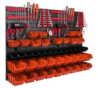 Système de stockage Paroi à outils 115 x 78 cm avec 44 boîtes Orange et noir