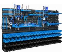 Système de stockage Paroi à outils 156 x 78 cm avec 76 boîtes Bleu et noir