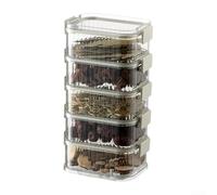 Système de stockage transparent avec plusieurs couches pour épices de cuisine et produits secs avec couvercle sécurisé pour maintenir la fraîcheur et optimiser l'espace de comptoir dans n'importe