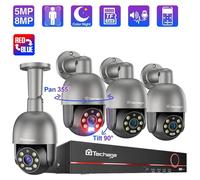 Système de surveillance 8 canaux en 4K avec caméra PTZ, doté de la détection de personnes par intelligence artificielle et d'un système audio bidirectionnel