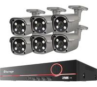 Système de surveillance, caméras 8 MP, fonctions de reconnaissance IA, 8 canaux, 6 caméras 5 MP, sans disque dur intégré