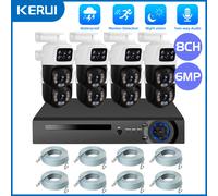 Système de surveillance KERUI 2K 6MP HD POE 8CH 16CH avec caméra double objectif PTZ WIFI IP, kit de sécurité domestique 8CH POE NVR vidéo H.265 CCTV 16CH and 14PCS 6MP