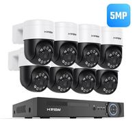 Système de surveillance - Kit CCTV PoE 8 canaux - 8 caméras - 5 MP - Câble de 18 mètres - Étanchéité IP66 - Sans disque dur