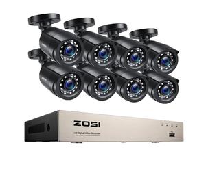 Système de surveillance vidéo CCTV, résolution 1080P, vision nocturne étanche, aucun, Avec 8 caméras noires