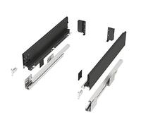 Système de Tiroir JUNKER-SLIM Anthracite Hauteur 84 mm Profondeur 400 mm capacité de charge jusqu'à 40 Kg Soft-Close avec cadres de tiroirs de 13mm d'épaisseur