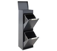Système de tri des déchets 2x17 litres, en acier anthracite, avec boîte de rangement