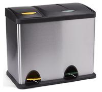 Système de tri des déchets de 26 litres, en acier inoxydable, avec 2 bacs intérieurs et pédale