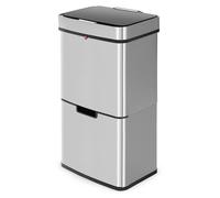Système de tri des déchets de 54 litres, comprenant 2 bacs de 25 litres et 1 bac de 4 litres, avec capteur, en acier inoxydable