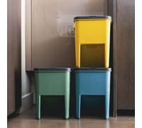 Système de tri des déchets, lot de 3, 20 L, empilables, jaune, vert et bleu, BERGEN, plastique