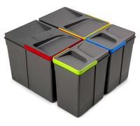 Système de tri des déchets pour tiroir, 2 bacs de 15 litres + 2 bacs de 7 litres, couleur anthracite, en plastique