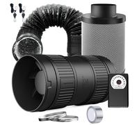 Système de ventilation de 100 mm, débit de 221 m³/h, ventilateur de gainage avec compteur de tours et filtre à charbon actif
