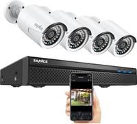 Système de vidéosurveillance, 8 canaux d'entrée, résolution 5MP, 4 caméras incluses, Comme l'image, 2T