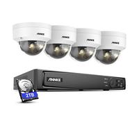 Système de vidéosurveillance ANNKE 12 MP PoE avec NVR 8 canaux, comprenant 4 caméras dôme, reconnaissance IA des personnes et des véhicules, microphone, vision nocturne couleur Smart Dual-Light, IP67,