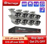 Système de vidéosurveillance CCTV 8 canaux, kit NVR PoE avec 4 caméras HD étanches de 4MP et audio bidirectionnel