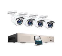 Système de vidéosurveillance Filaire 8CH H.265+ 5MP Lite | HD-TVI DVR Kit 1080p 2MP Caméra de surveillance vidéo extérieure à vision nocturne for la sécurité à domicile(2T,4PCS Cam)