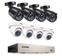 Système de vidéosurveillance, kit de surveillance, résolution vidéo 1080p, vision nocturne infrarouge, caméra dôme 4BK et caméra dôme 4WH, 1T