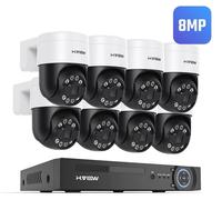 Système de vidéosurveillance - Kit PoE 8 canaux - 8 caméras de 8 mégapixels - Disque dur de 2 To - Câble de 18 mètres - Étanchéité IP66 - Détection de personnes