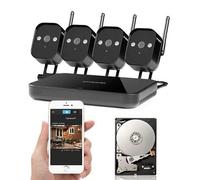 Système de vidéosurveillance Zmodo : mini-enregistreur NVR 720p, 4 caméras IP et disque dur de 1 To