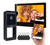 Système de visiophone vidéo avec écran couleur de 7 pouces, Wi-Fi, technologie AHD, lecteur RFID, de couleur noire