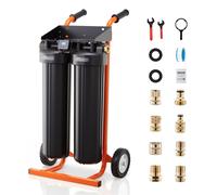 Système d'eau déionisée VEVOR pour lavage de voitures 1250 L, déioniseur d'eau pour lavage de voitures avec deux cartouches filtrantes mixtes à résine DI de 4 L, station de lavage de voitures à eau dé