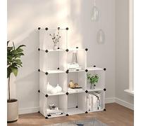 Système d'Étagères à 9 Cubes, en Polypropylène Transparent, Armoire Chambre Enfant, Cube de Rangement, Design Modulable, Armoire Enfant Modulaire, Meuble Casier Rangement Cube,95.5 x 31.5 x 124 cm