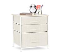 Système d'étagères Relaxdays 3 tiroirs tissu caisson universel métal et bois H x l x P 53 x 48 x 40 cm beige