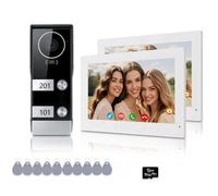Système d'interphone vidéo à 2 fils pour 2 familles, kit interphone | Tuya Caméra de sonnette 3 en 1, détection de mouvement, audio bidirectionnel, 1080p HD avec relais de porte, sans abonnement