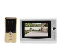 Système D'interphone Vidéo Filaire, Caméra de Sonnette Vidéo de 7 Pouces avec Moniteur, Visiophone Filaire, Kits de Caméra HD 6 Lumières Infrarouges, pour Villa, Bureau, (Gold)