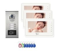 Système d'interphone vidéo filaire pour appartement, 6 unités de moniteur de 17,8 cm, sonnette vidéo intérieure et extérieure, déverrouillage de carte d'identité, audio bidirectionnel, 6 écrans pour