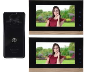 Système d'interphone vidéo filaire, sonnette de porte visuelle 7 pouces avec caméra, 6 lumières infrarouges pour villa, maison, appartement, bureau, contrôle tactile, noir