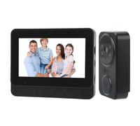 Système D'interphone Vidéo sans Fil, Système de Sonnette D'interphone Visuel avec Caméra de Vision Nocturne, Sonnette Vidéo Vocale à 2 Voies pour Le Bureau à Domicile