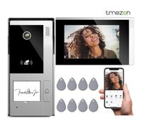 Système d'interphone vidéo WiFi TMEZON à 4 fils avec caméra, écran tactile IP 7 pouces 1080P, vidéophone filaire, Tuya, déverrouillage à distance Blanc
