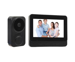 Système D'interphone Visuel, Système D'interphone Vidéo WiFi sans Fil avec Caméra de Vision Nocturne IR et Moniteur 2 Voies Vocales 1080p HD Sonnette Vidéo sans Fil