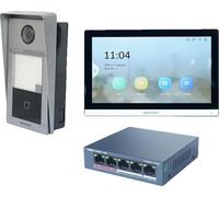 Système d'interphonie, écran tactile couleur 7 pouces, communication mains libres, accès par carte à induction, KIT de prises encastrées