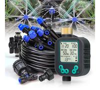 Système d'irrigation de jardin chronométré avec capteur de pluie, minuterie LCD, arroseur réglable, goutteur, extérieur, pelouse, pots de plantes, arrosage, 1/4 ", 4mm, 6mm 20m with LCD Timer