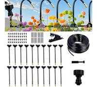 Système d'irrigation de jardin de 20 m avec 20 buses de brumisation en cuivre, colliers de serrage et pinces à ruban, réglable à 360° pour pelouse, serre, balcon