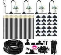 Système d'Irrigation Goutte-à-Goutte, Brumisateur Terrasse Exterieur, Kit d’Irrigation Système de Brumisateur Extérieur 20M avec 24 Buse Brumisatrice Réglable 360°, Terrasse et Plantes en Pot