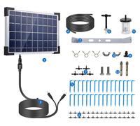 Système d'irrigation goutte-à-goutte solaire automatique, kit motorisé, batterie intégrée de 2200 mAh, compatible avec 30 pots, 7 modes de minuterie, étanche IP65, kit d'arrosage automatique à monter 
