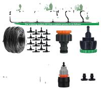 Système d'irrigation goutte à goutte, tuyau en PVC, conception flexible, raccordement 1/4 de pouce, kit d'irrigation de 15 mètres