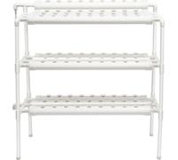Système d'irrigation hydroponique - Plateforme de culture en 3 niveaux - 90 emplacements pour plantes - Tuyaux en PVC-U - Économie d'eau et de nutriments - Blanc