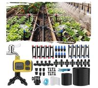 Système d'irrigation Jardin avec Programmateur Arrosage Automatique, 80Pcs Kit d'irrigation Goutte à Goutte avec Tuyau 50m