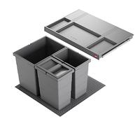 Système Hailo Allegro 3 bacs à déchets, poubelle de cuisine encastrable, tiroir de 60 cm