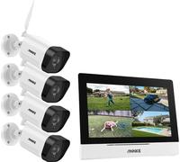 Système NVR CCTV sans fil, écran 7 pouces, résolution 5MP, entrée 4 canaux, vision nocturne jusqu'à 30m, IP66 résistant aux intempéries