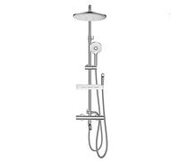Système thermostatique Hauteur réglable, Jeu Mural chromé avec Pomme aérienne, mélangeur Douche Pluie Moderne pour hôtel Salle de Bain, Un