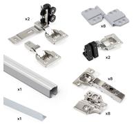 Système Twofold en format kit pour 2 portes coulissantes à fermeture amortie