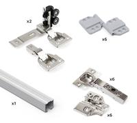 Système Twofold en kit pour 2 portes coulissantes à fermeture amortie