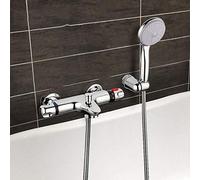 Systèmes de Douche de Bain à Robinet d'eau Robinet Tatic, Robinet de Bain de Douche Mural en Laiton, mélangeur à Double Commande à Double poignée d'eau Froide et Chaude à Nez Court