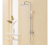 Systèmes de douche, ensembles de douche comprenant une pomme de douche de 28 cm (11 pouces) et une douchette à main, barre de douche réglable en hauteur de 90 à 120 cm pour salle de bain (chromé)